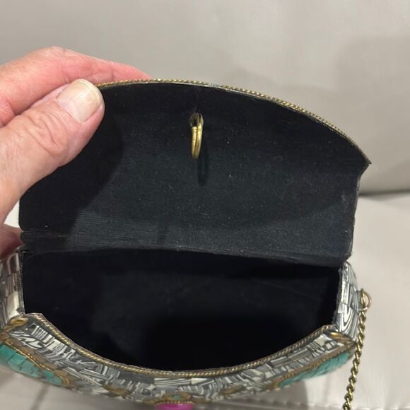 Mosaic Patterned Clutch with Gold Chain - Picture 5 of 5